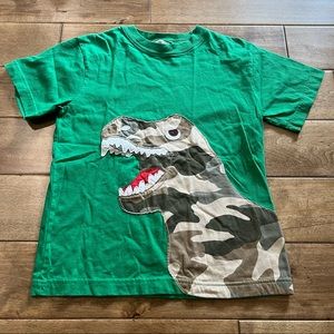 MINI BODEN Boys Green T Shirt w T Rex Dinosaur